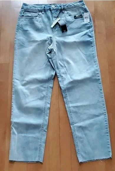 Pantalones de mezclilla para mujer Vanilla Star deshilachados al tobillo tiro alto pierna recta tobillo talla 10 nuevos con etiquetas Foto 1 de 1