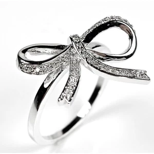 Sterling Silber Pave Band Schleife cz Silber Cocktail Ring weiß Zirkonia 925 - Bild 1 von 3