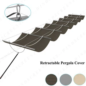 Retractable Canopy Cover Awning Shade w/ Slide Steel Wire for Roofing Yard Patio - Picture 1 of 15