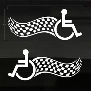 Behinderte Behinderte Rollstühle Racing Flaggen (2) 11x4,5" Vinal Aufkleber Sticker - Bild 1 von 1