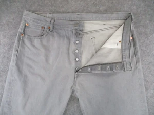 Levis 501 Jeans Mens 42x30* Grey Denim Buttonfly Straight Fit Western Retro - Picture 1 of 17