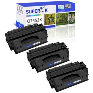 US Stock 3PK Q7553X 53X Toner for HP LaserJet P2015 P2015d P2015dn P2015x M2727 - Afbeelding 1 van 24