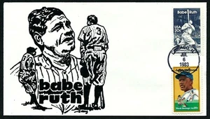 USA, SCOTT # 2046 & 2016, COMBO D-1157 FDC COVER OF BABE RUTH & JACKIE ROBINSON - Picture 1 of 1