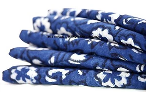 2.5 Yard Indian Floral Printed Hand Block Print Pure Cotton Fabric Indigo BLUE - Picture 1 of 3