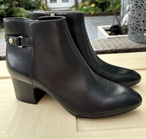 Anne Klein Ladies UK 8 EU 41 Black Leather Block Heel Zip Up Ankle Boot RRP £199 - Picture 1 of 17