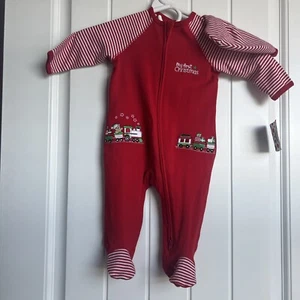 NWT Little Me My First Christmas Train Sleeper Playsuit Jumper & Hat Sz 6 Months - Picture 1 of 1