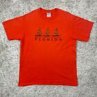 Vtg Jerzees T-Shirt Men Large Orange Florida Sailboats Made In Usa Graphic Print