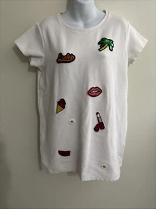 zara trafaluc L Short dress Beach Tshirt Style Sequin Badges Icecream Stretchy - Imagen 1 de 8
