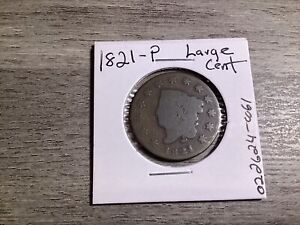 1821 Large Cent Coronet Head U.S. Copper Coin-Low Montage-022624-0061