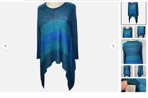 Avenue space dye sweater sharkbite hem. sz 22/24 in blues/greens EUC Stretchy . - Picture 1 of 6