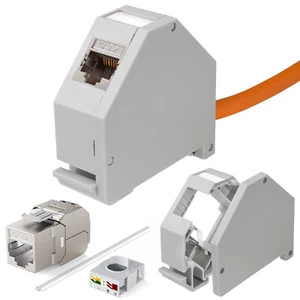 Cat.7 Keystone Jacks Modul Hutschienenadapter RJ45 LAN Cat 7 6a Halterung STP - Afbeelding 1 van 39