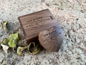 Fast USB 3.0 Flash Drive + Walnut Wooden Box Mr Mrs Love Heart Pendrive 32GB 64G - Picture 1 of 6