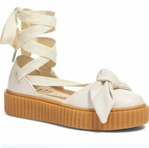 Puma X Fenty by Rihanna Sandals Womens Size 6.5 Tan Platform Bow Creeper Shoes - Picture 1 of 15