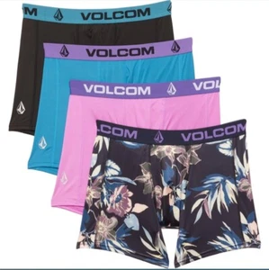 VOLCOM 4 pack STRETCH BOXER Briefs 4pk Mens UNDERWEAR Size M L purple blue - Picture 1 of 13