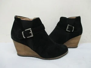 Botas al tobillo Caslon negras de cuero nobuck con cremallera tacón alto de cuña para mujer talla 39 EUR - Imagen 1 de 9