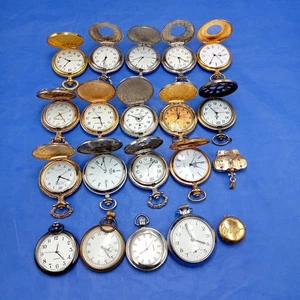 Job Lot Vintage And Later Pocket Watches Quartz Untested Mixed Sizes Designs - Picture 1 of 10
