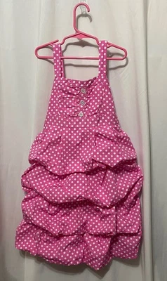 amy byer girls pink/white polka do tiered bubble dress fit/flare sleeveless 10 - Image 1 of 4