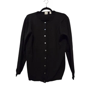 Vtg Y2K Gap Wool Cardigan Womens LG Black Button Up Minimalist Preppy Academia - Picture 1 of 10