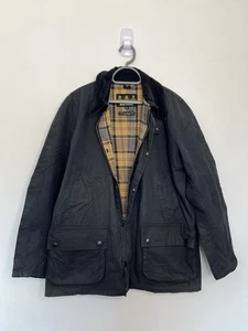 Barbour Jacket Mens XL Black Ashby Wax Waterproof Country Coat Tartan Sylkoil - Picture 1 of 10