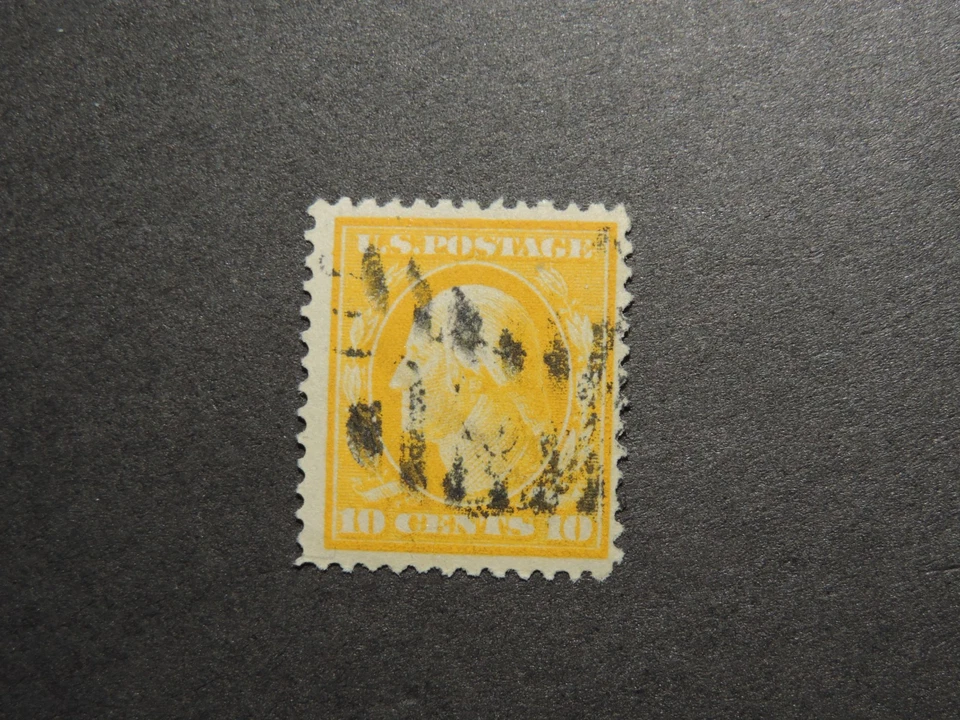 Estampilla de Estados Unidos Scott # 381 Washington 10 C Perf 12 elegante cancelación fina Foto 1 de 4