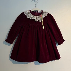 Vintage Baby Togs Velvet Party Dress, Deep Purple, Toddler Girl 24 Months - Picture 1 of 7