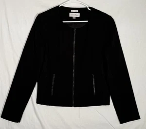 Calvin Klein Invisible Fit Solutions Jacket Size 14 Pockets Stretch Black Zip - Picture 1 of 7