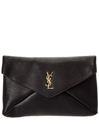 Saint Laurent Cassandre Large Leather Envelope Pouch Women's Black - Image 1 of 3