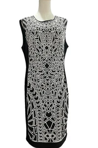 Joseph Ribkoff schwarz-weiß Kontur Stretch Kleid Gr. USA 16 UK18 - Bild 1 von 10