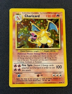 Pokémon TCG Charizard Base Set Holo Unlimited Rare Card 4/102 MP - Image 1 of 4