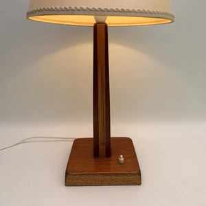 Mid Century Mixed Wood Column Table Lamp MCM Retro - Picture 1 of 16