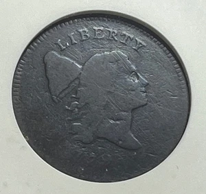 1795 Plain Edge Liberty Cap Half Cent - Nice Early Date 1/2C; ANACS VG-8 Details - Bild 1 von 9