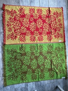 Vintage Dundee Towels Floral Flowers Fringe Daisy MCM 60s USA Cotton Set Of 2 - Picture 1 of 11