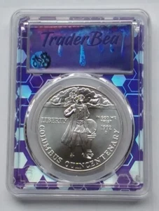 1992 D PCGS MS69 TRADER BEA Columbus Quincentenary Silver Commemorative Dollar - Picture 1 of 4