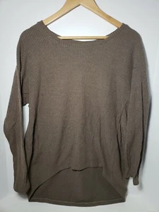 Altrd State Lagenlook Pullover Strick Bluse fließend hoher tiefer Saum olivgrün Small* - Bild 1 von 7
