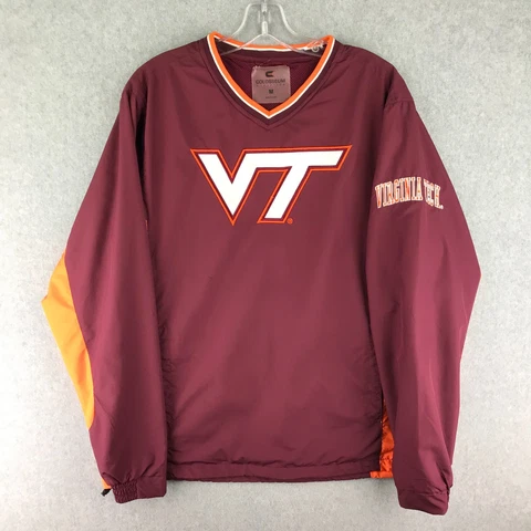 Colosseum Size Medium Virginia Tech Hokies Long Sleeve V Neck Pullover Jacket Cover