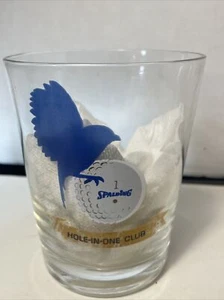 Spalding Hole in One Club Rocks Glass Blue Bird Ball Logo 12 oz Vintage - Picture 1 of 6