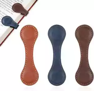 3 Pcs Leather Magnet Bookmark Retro Book Marker Clip Vintage Book Page Markup Ho - Picture 1 of 4