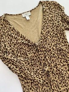 Wunderschönes Damen Größe 2 Ann Taylor LOFT Kleid Leopard Gepard Knielang V-Ausschnitt - Bild 1 von 5