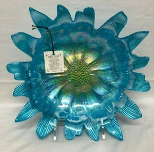 Blue Flower Floral Decorative Bowl Platter Plate AKCAM Turkey Luster 12” New - Picture 1 of 6
