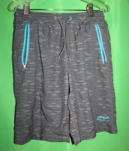 Boys Eddie Bauer Gray Stripes Pattern Swim shorts Size Youth Kids Medium 10/12 - Picture 1 of 3