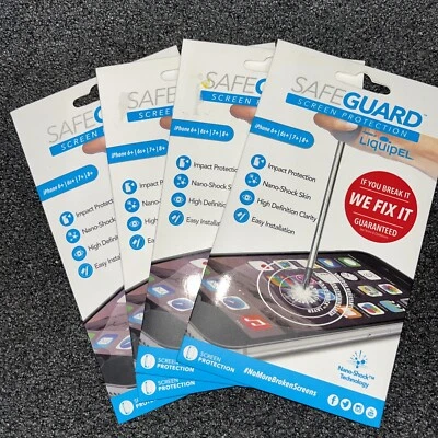 Protección de pantalla Liquipel Safeguard iPhone 6+ 6s+ 7+ 8+ nuevos paquetes de 4 Foto 1 de 4