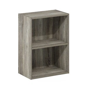 Furinno Luder 2-Tier Open Shelf Bookcase, French Oak - Picture 1 of 6