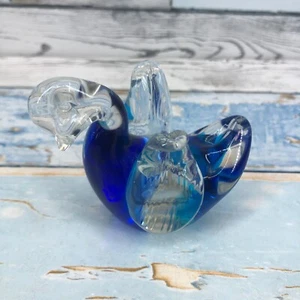 Glass Swan Blue Clear Hand Made Decorative Collectable Ornament Hand Blown 8x7 - Picture 1 of 10