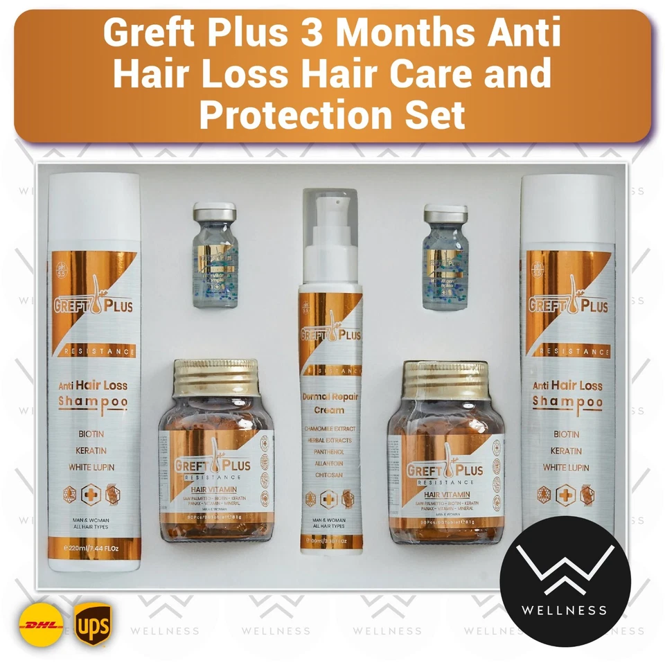 Greft Plus 3 Months Anti Hair Loss, After Hair Transplant Complete Hair Care Set - Image 1 of 4