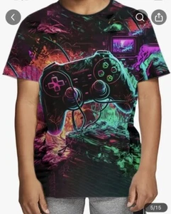 Boys 3D Graphic Print Gaming Shirt SZ Large - Picture 1 of 4