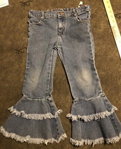 Mädchen Denim Double Bell Bottom Raw Hem Jeans Größe 5 Artikel #1461 - Bild 1 von 12