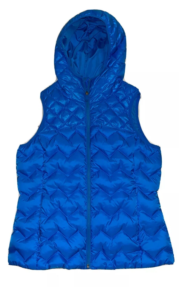 Sweaty Betty Vest Jacket Hooded Vest Padded Puffer Jacket Duck Dawn Size L Blue - Image 1 of 4