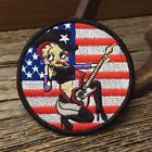 Betty Boop runder Patch amerikanische Flagge Muster Rock Gitarre Aufbügeln Cawp113