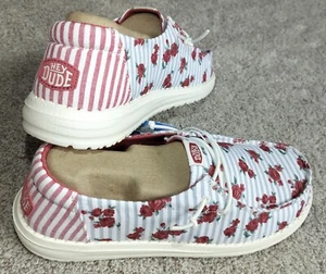Hey Dude Women Size 8 Wendy Derby Days Floral Roses Garden Stripe Slip-On Shoes - Picture 1 of 6