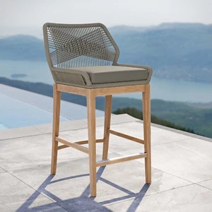 Modway Outdoor Patio Teak Wood Bar Stool - Picture 1 of 7